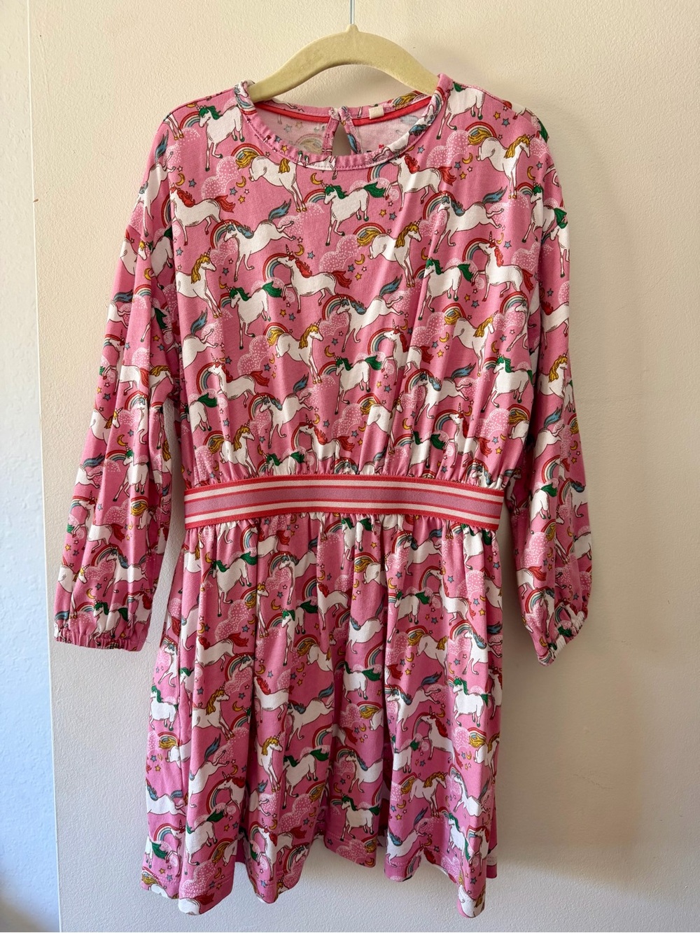 NWOT - Mini Boden - Girls' Pink Unicorn Print Dress